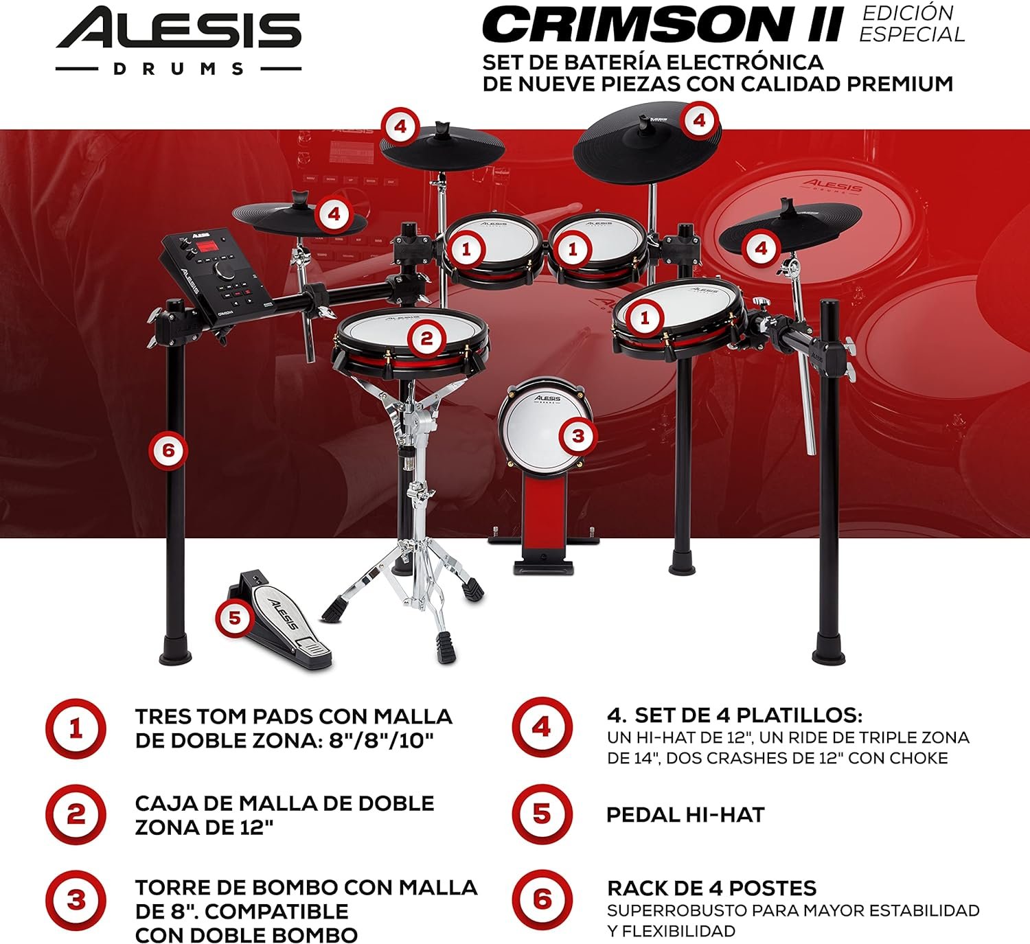 Alesis Drums Crimson II SE-bateria electronica de nueve piezas calidad premium