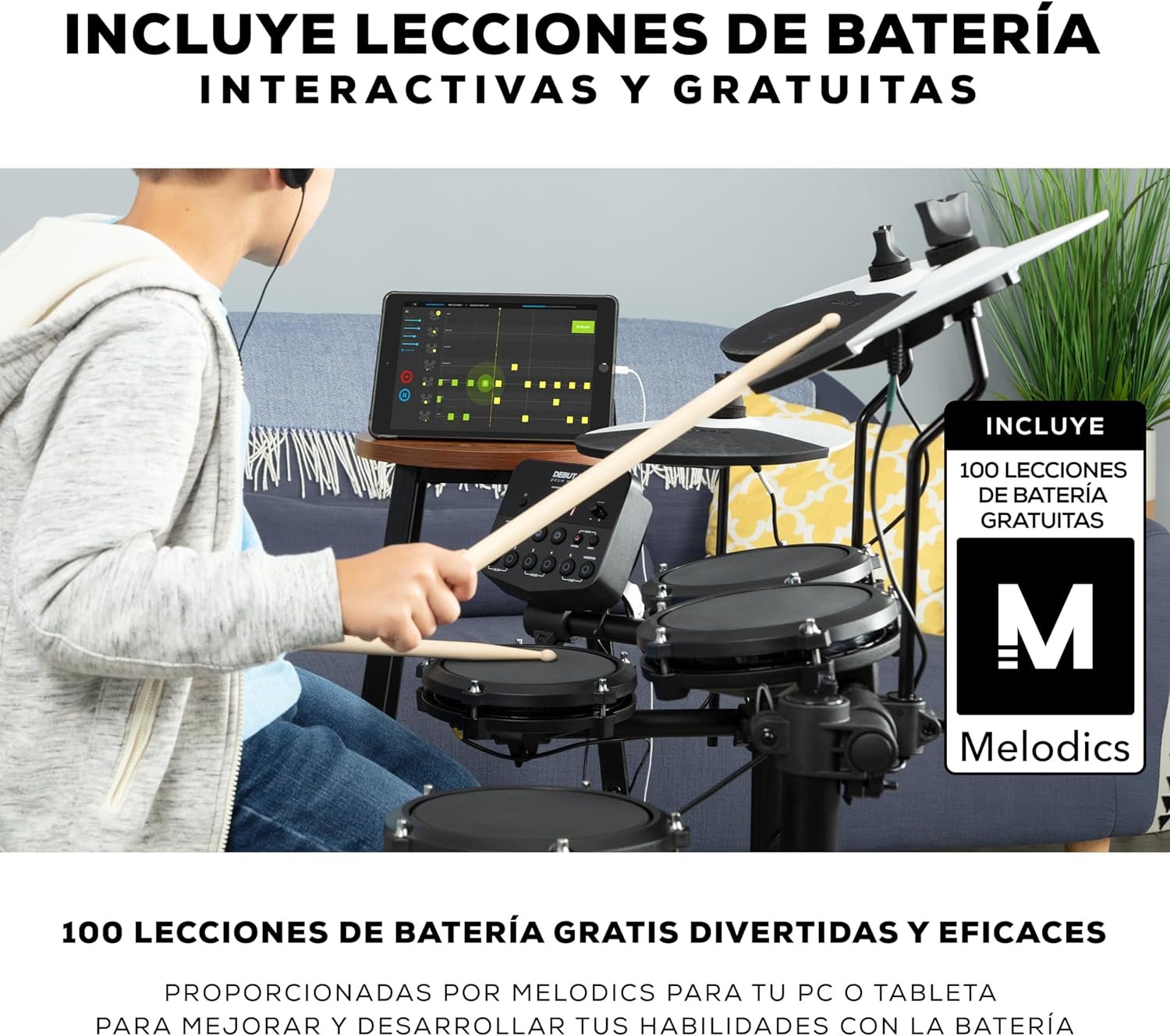 Alesis Debut Kit Bateria Electronica Infantil Lecciones de Bateria